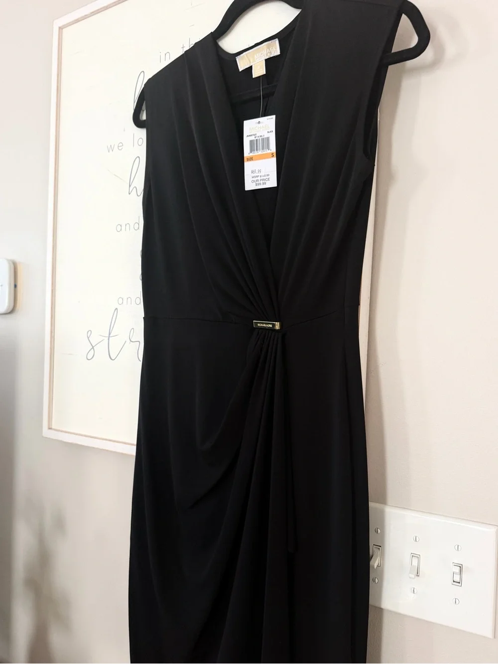 Brand New Michael Kors Sleeveless Wrap Little Black Cocktail Dress Size Small